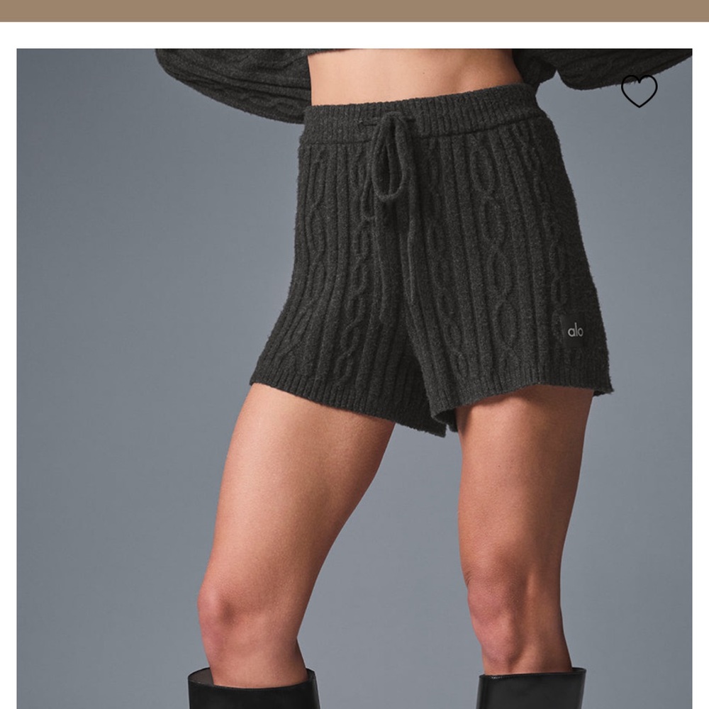 ALO Yoga Black Cable Knit Shorts